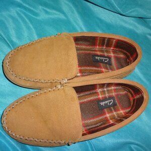 Clarks Suede Men Venetian Moccasin Slippers Tan/Brown10 Suede Loafer plaid lined